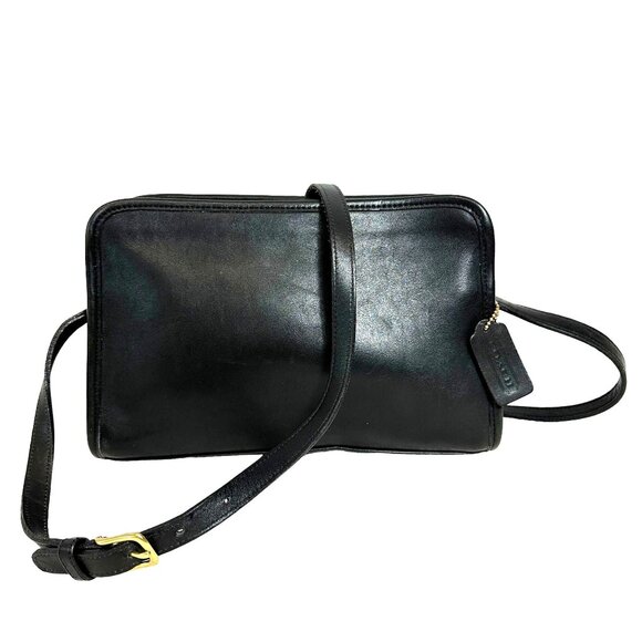 Coach Vintage Sutton Zip Crossbody Bag Leather Black 9814 - Picture 1 of 16